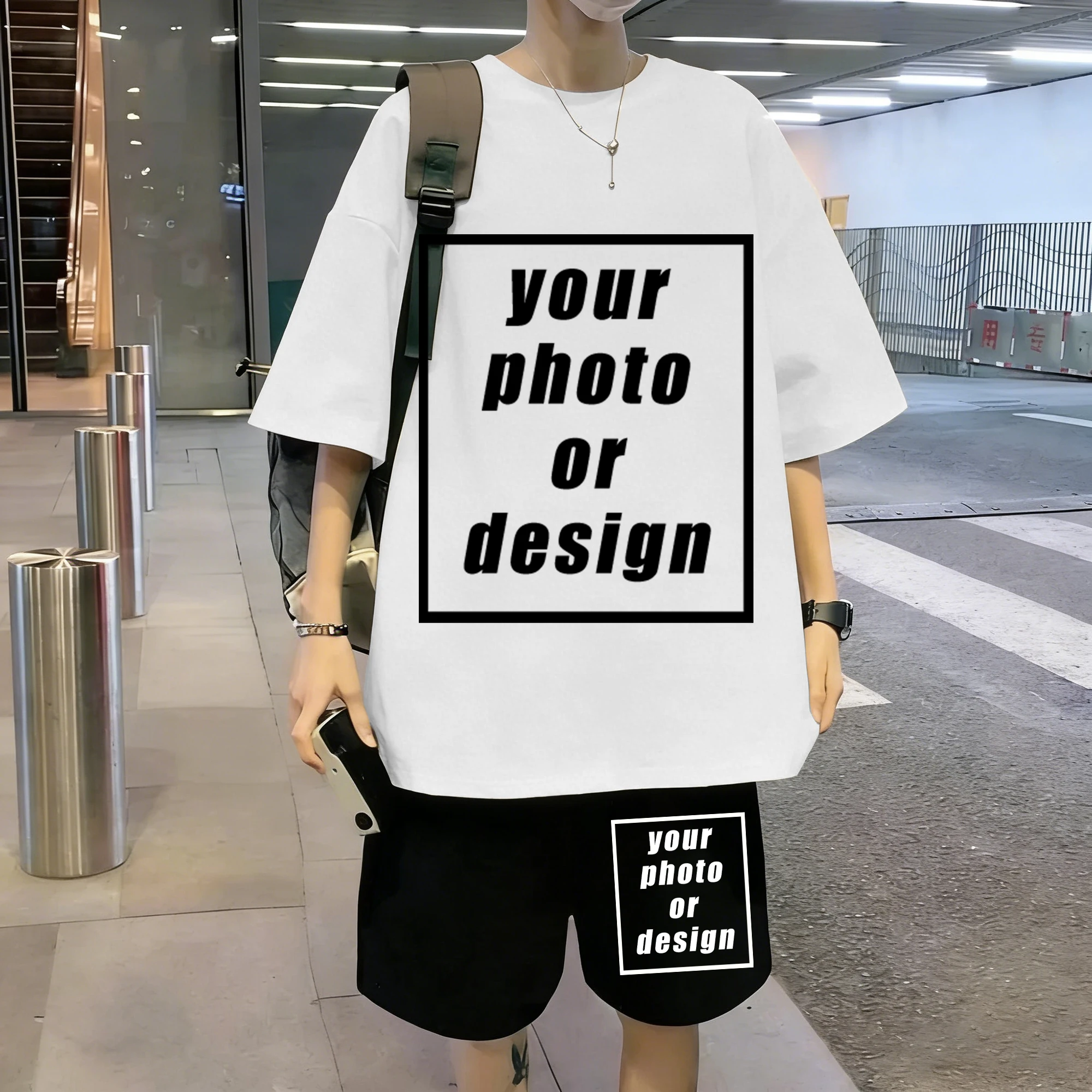 Summer Cotton Short Sleeve Set Man Custom Print Cotton Korean T-shirt &Shorts Versatile Pocket Gym Shorts Loose Fashion Clothing view 3