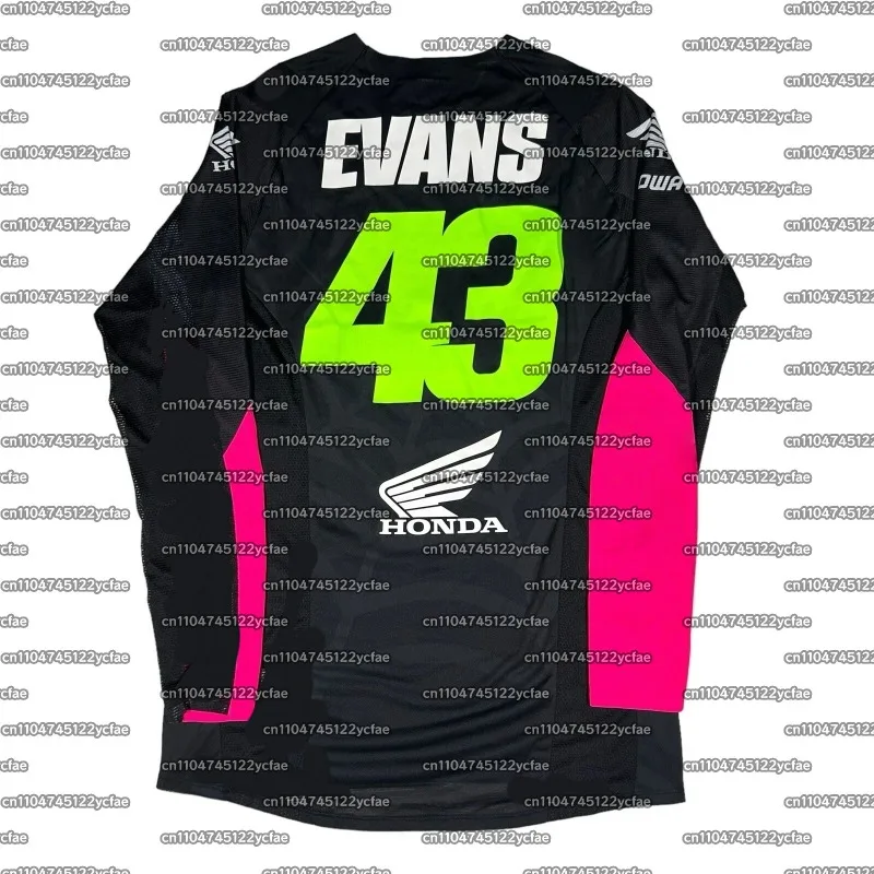 

HONDA #43 EVANS Autumn Classic Retro Motocross Racing Shirt Men Breathable Quick Drying Fashionable Casual Sports Long Sleeve