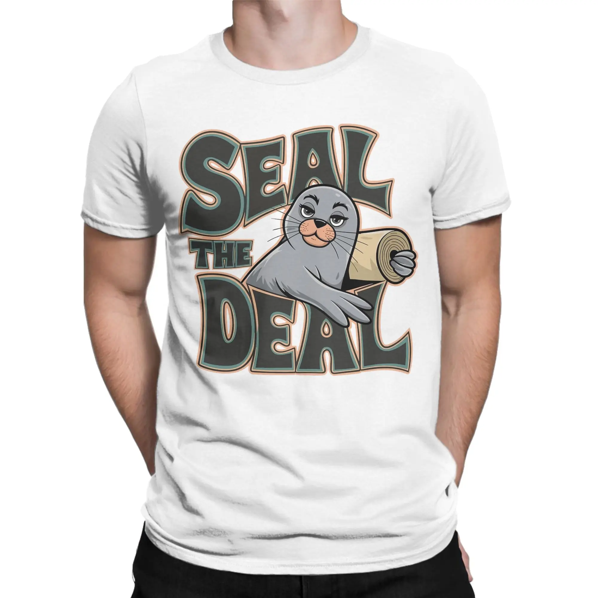 Neil the Seal T-Shirt Men  Novelty 100% Cotton Tee Shirt O Neck Short Sleeve T Shirts Printed Tops