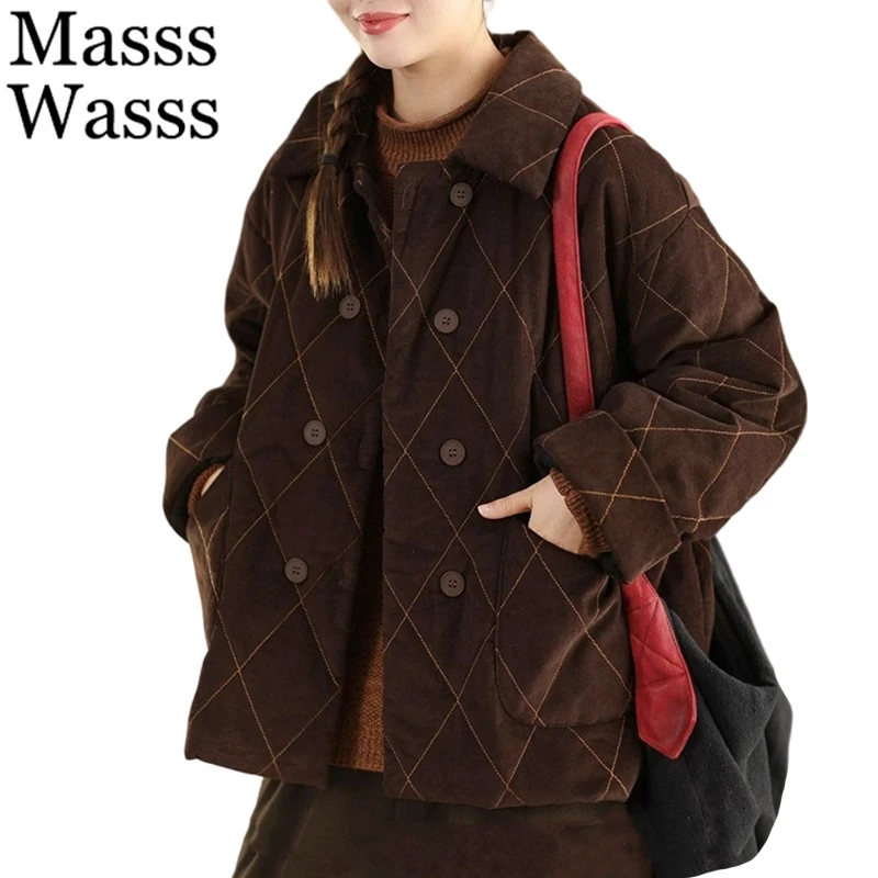 

Mass Wasss японские зимние модные парки женские свободные винтажные теплые стеганые куртки женские классические повседневные винтажные утепленные пальто