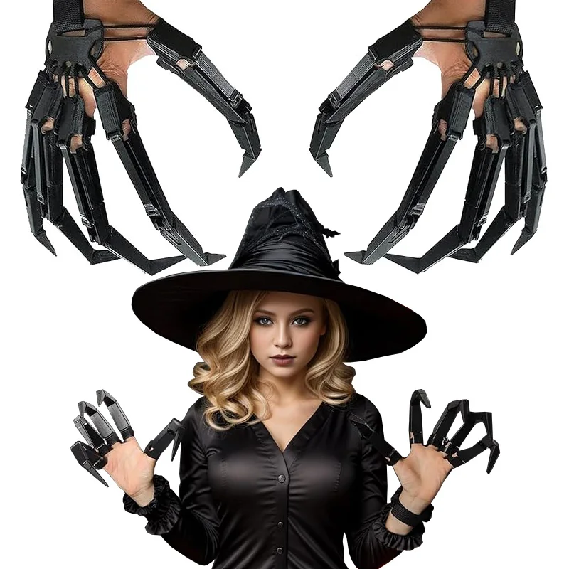 

Halloween Articulated Fingers Scary Fake Skeleton Hands Realistic Horror Ghost Claw Props Cosplay Gear Finger Glove Party Decor