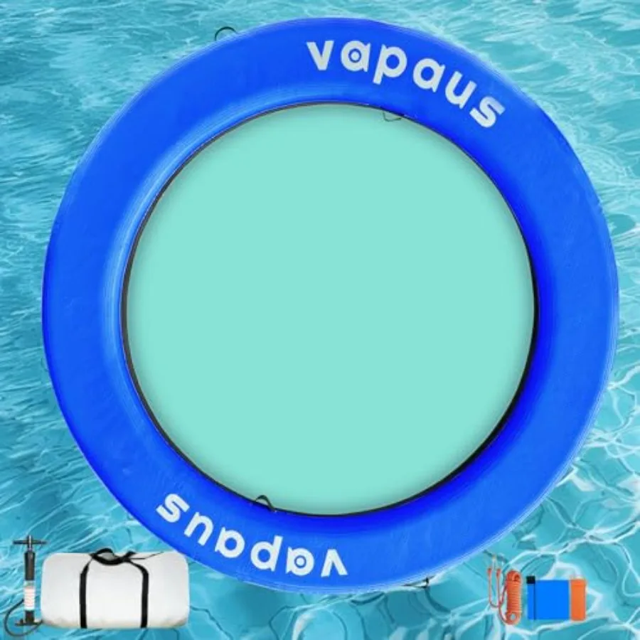 Okrągły, dmuchany hamak wodny, wytrzymały ponton do jeziora, materac do opalania dla dorosłych, platforma do pływania w basenie.