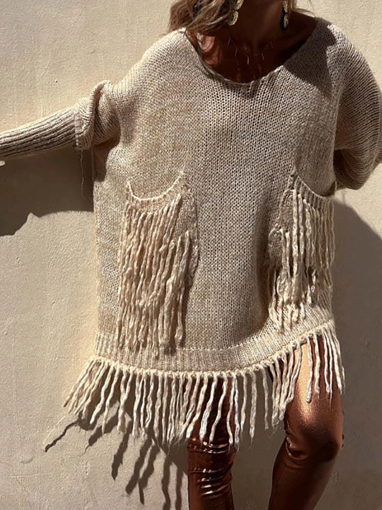

New O Neck Hollow Out Holiday Sweaters, Spring Autumn Women Long Sleeve Loose Pullovers, 2025 Solid Patchwork Simple Ladies Tops