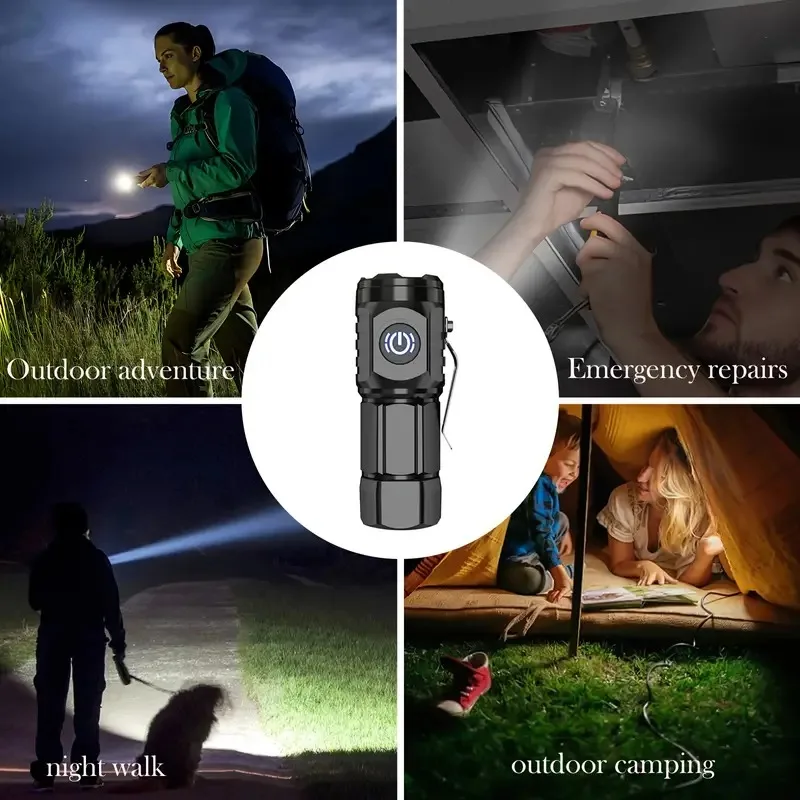 High Quality 3*SST20 LED Flashlight 18350 Super Bright Torch Rechargeable USB Light Waterproof with CAP CLIP for Hiking Camping