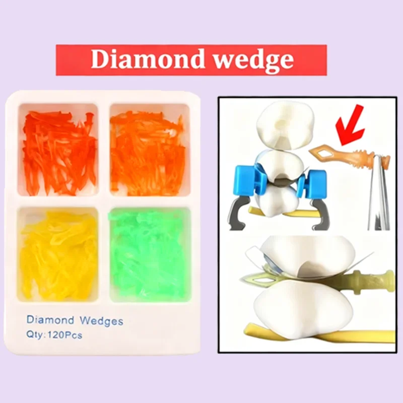 

120Pcs/box Dental Disposable Plastic Wedges Diamond Wedges Interdental Teeth Gap Wedge Matrix Adaptive Dentist Materials