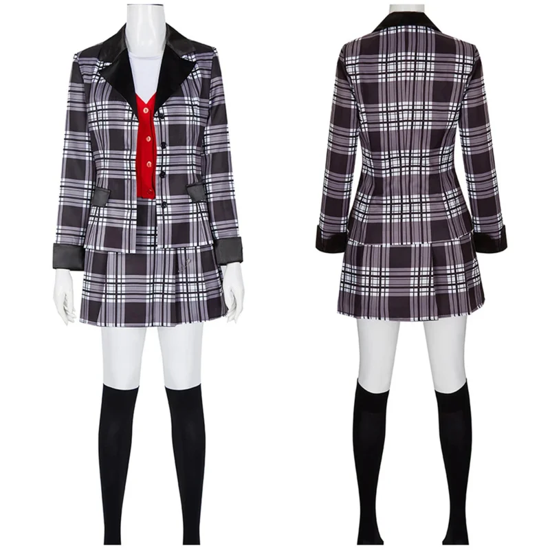 Movie Clueless Cher Horowitz Dion Dress Suit School Uniform College Jacket Skirt Woman Outfits Halloween Cosplay Costume