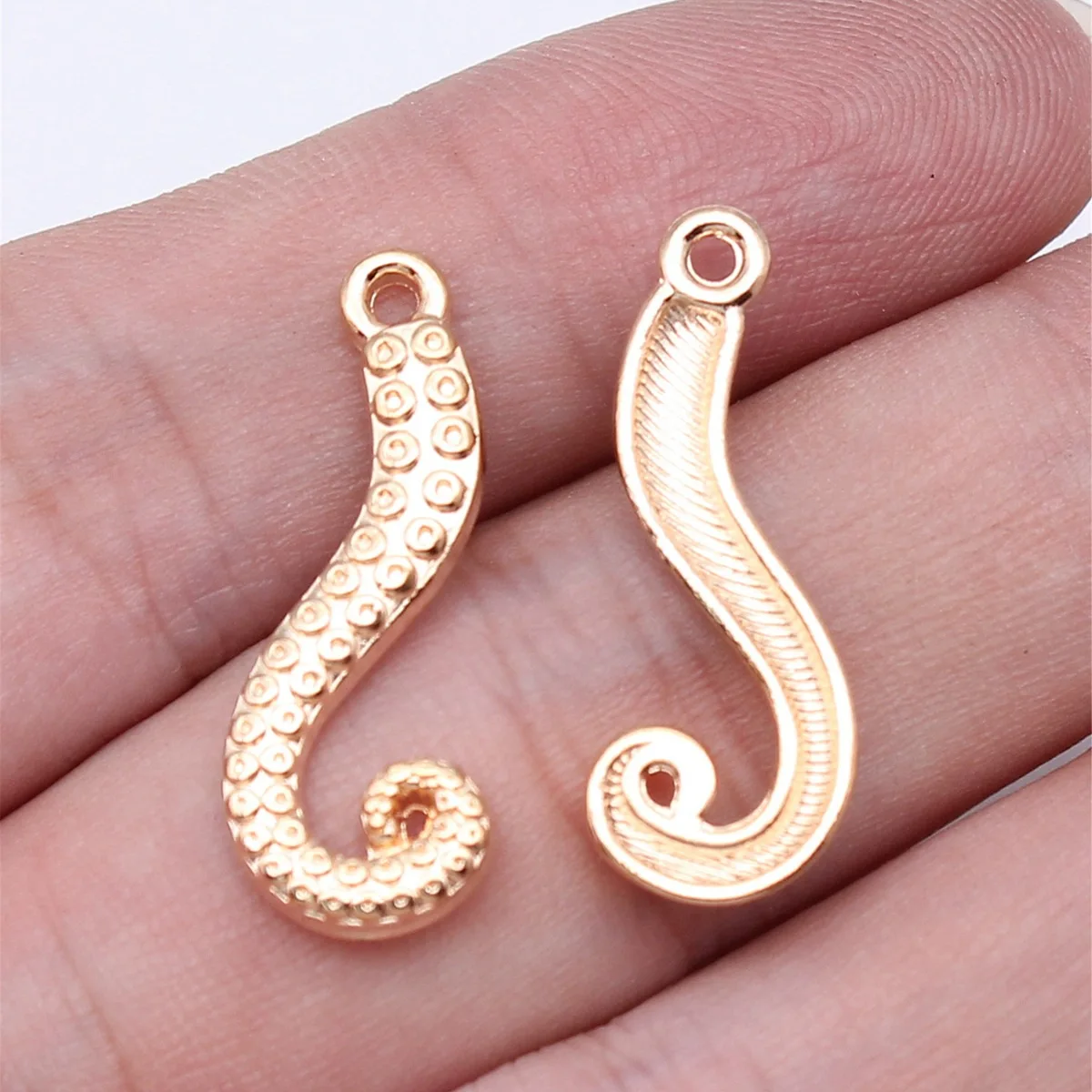 WYSIWYG 20pcs 26x10mm 2 Colors Octopus Leg Charms Pendant For DIY Jewelry Making Handmade Jewelry Craft Findings