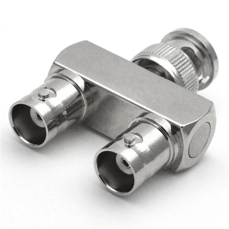 1PCS Q9 BNC Male Plug To 2x Double BNC Female Connector BNC Male To 2x Dual Female Tee Type 3Way Splitter Type Y Coax RF Adapter