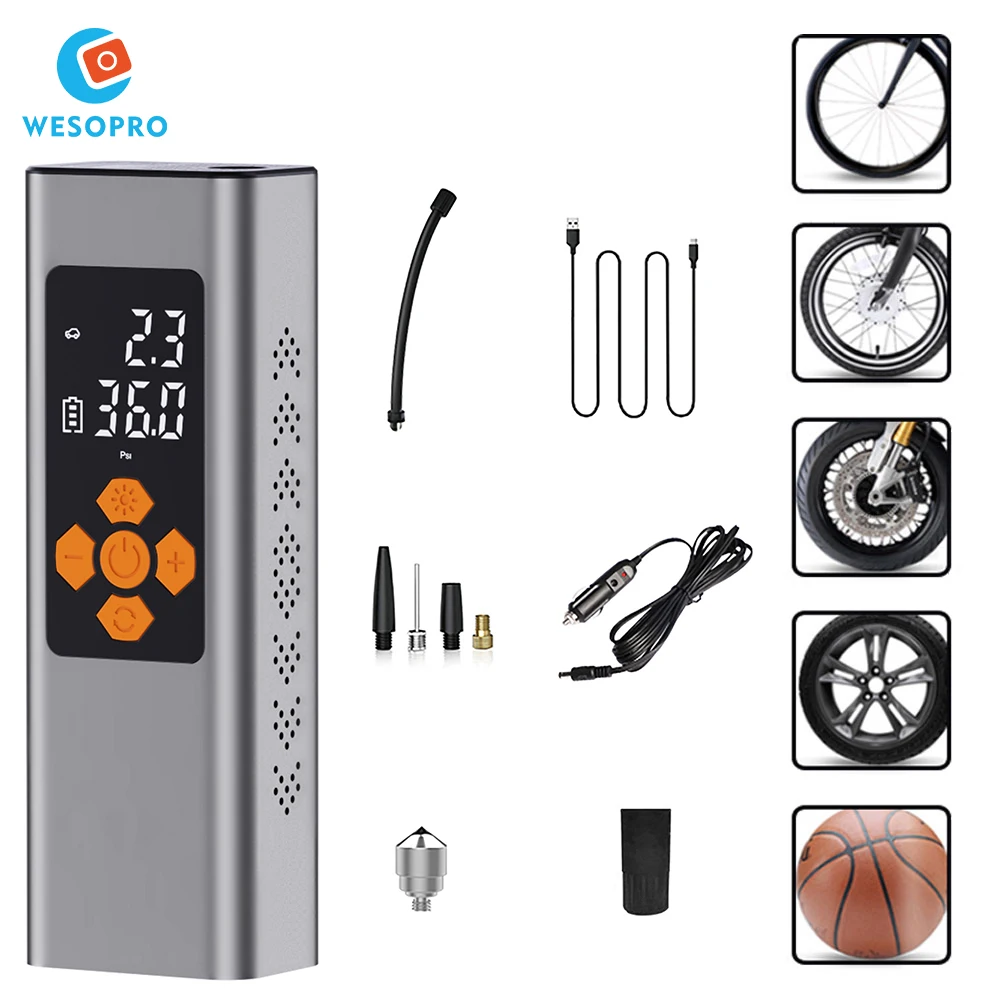 WESOPRO S10 Portable Electric Air Compressor Mini Wireless Inflator better than Xiaomi Air Pump for Bike Automotive Car Balls