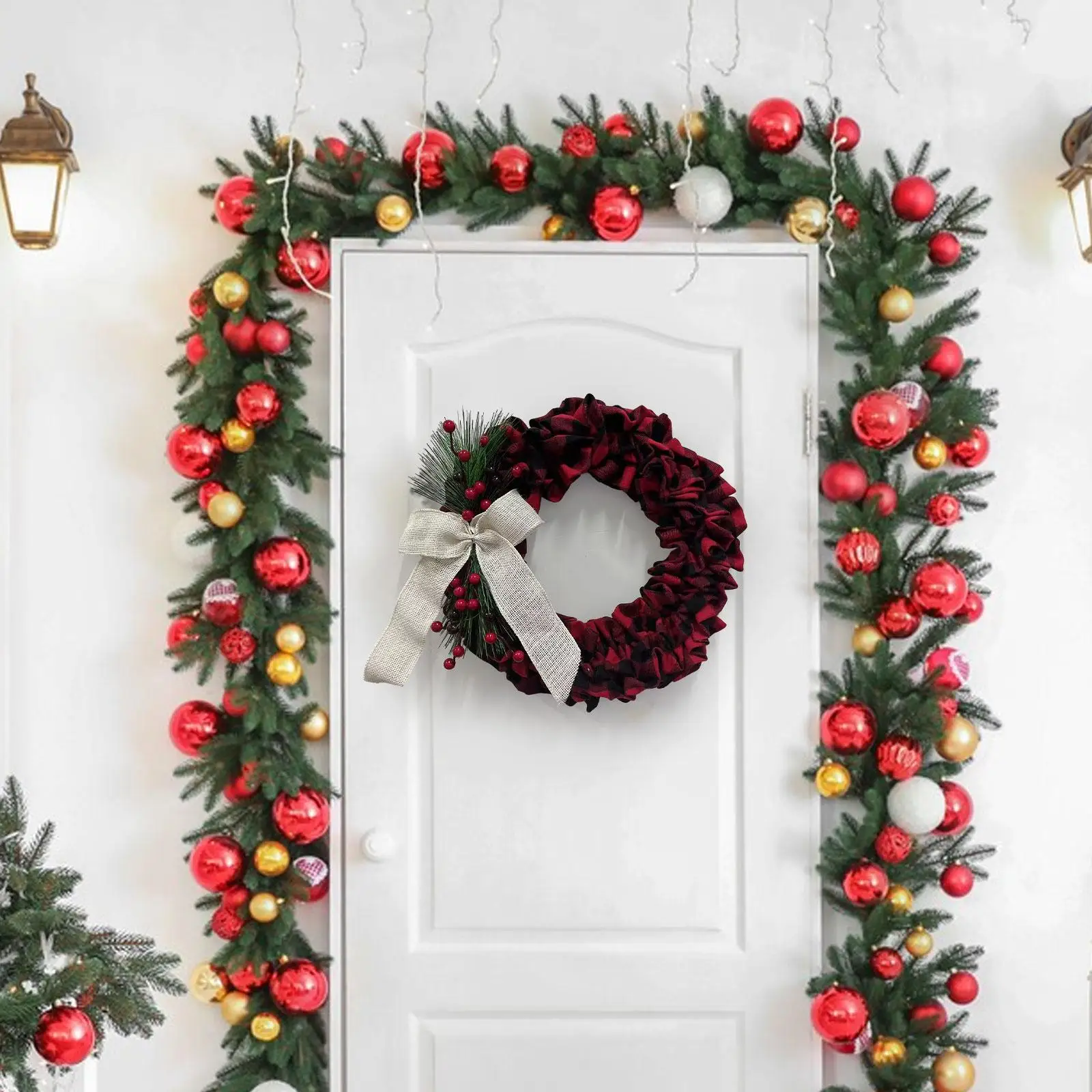 Kerst ronde krans voordeur krans bloemen hangende bloemenkransen kunstmatige krans voor hotelfeest tuin kantoor veranda