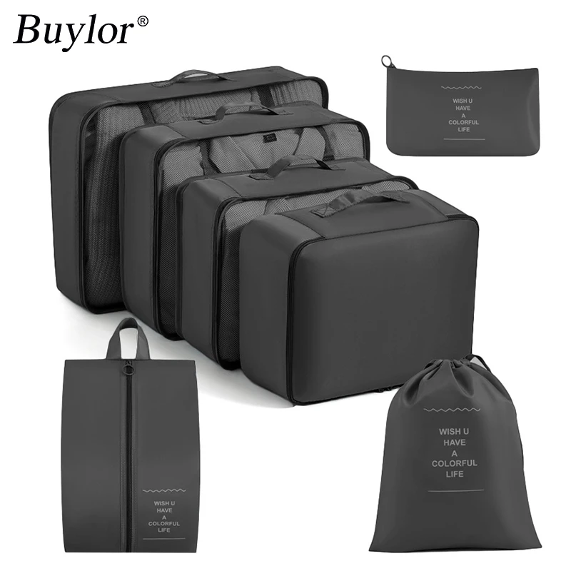 Buylor 7pcs Travel Storage Bag Waterproof Clothing Sorting Bag Compressed Outdoor Business Travel Luggage Storage Organize Bag