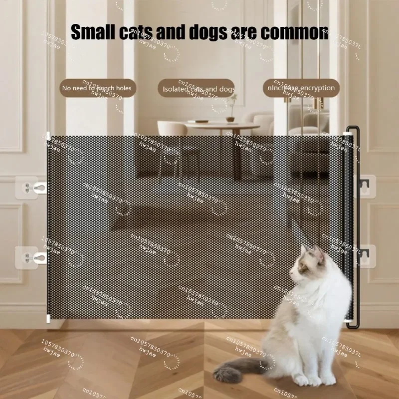 For Retractable Dog Gate Mesh Safety Barrier No Drilling Pet Isolation Fence For Doorway Stairs Hallway