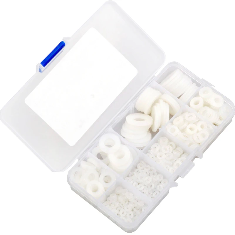 780pcs White Nylon Flat Washer Gasket Set M2 M2.5 M3 M4 M5 M6 M8 M10 M12 Plastic Sealing O-rings Assortment Kit