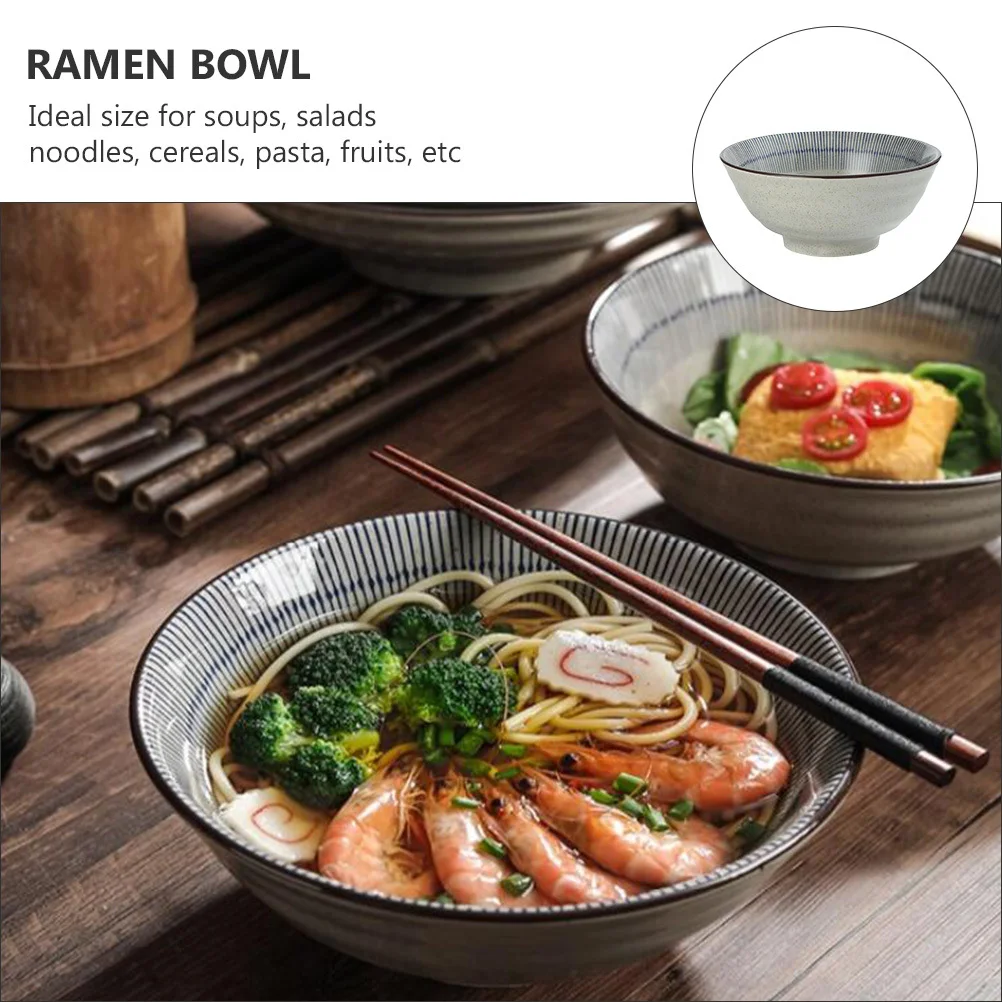 

1Pcs Ceramic Soup Bowl Bowl for Noodles Snacks Salad Food Serving Non-Slip Bottom Easy Clean