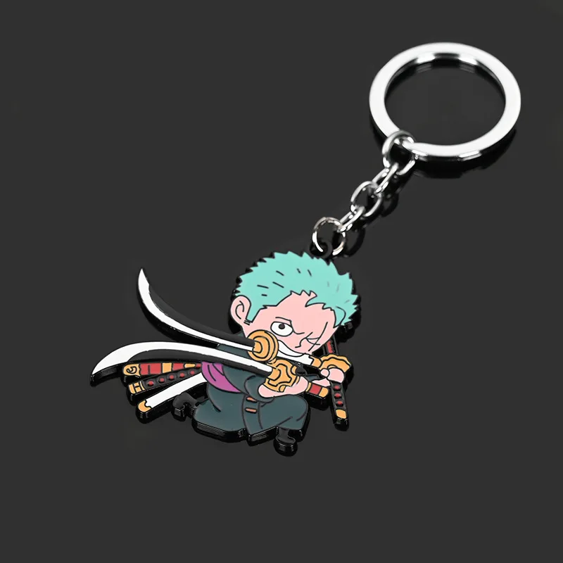 One Piece Cartoon Keychain Necklace Luffy Zoro Usopp Nami Skull Anime Action Figures Decorate Keychain Pendant Birthday Gifts