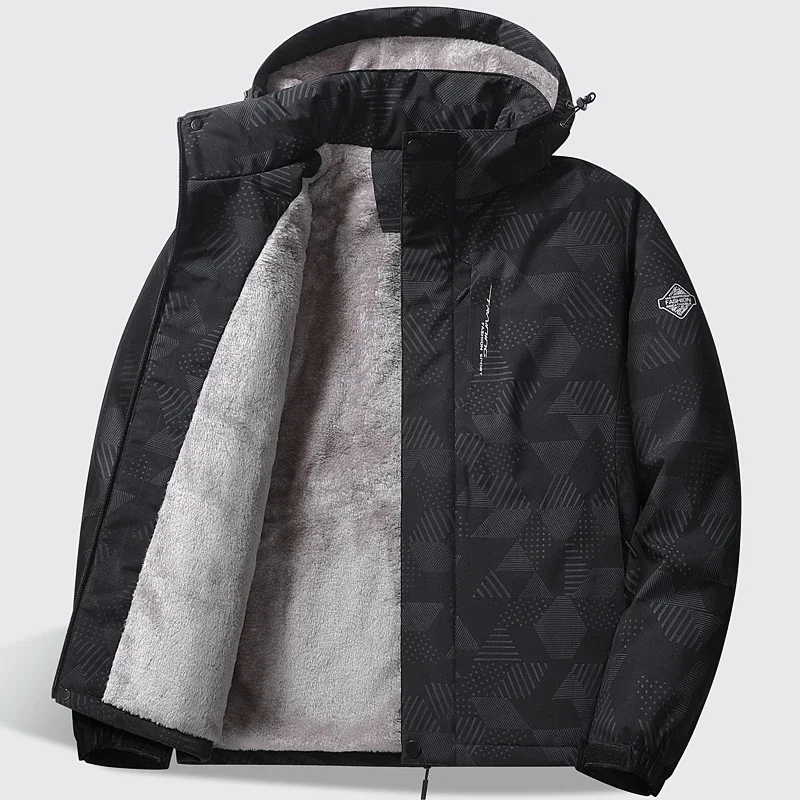 

Outwear Windproof Parka Coat for Men Thick Hooded Solid Winter Jacket Men Coats Warm Business Casual Parka Outerwear Zip Up
