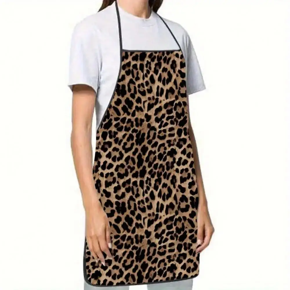 Leopard Print Apron, Wild Animal Pattern Apron for Kitchen Cooking & Restaurant Service