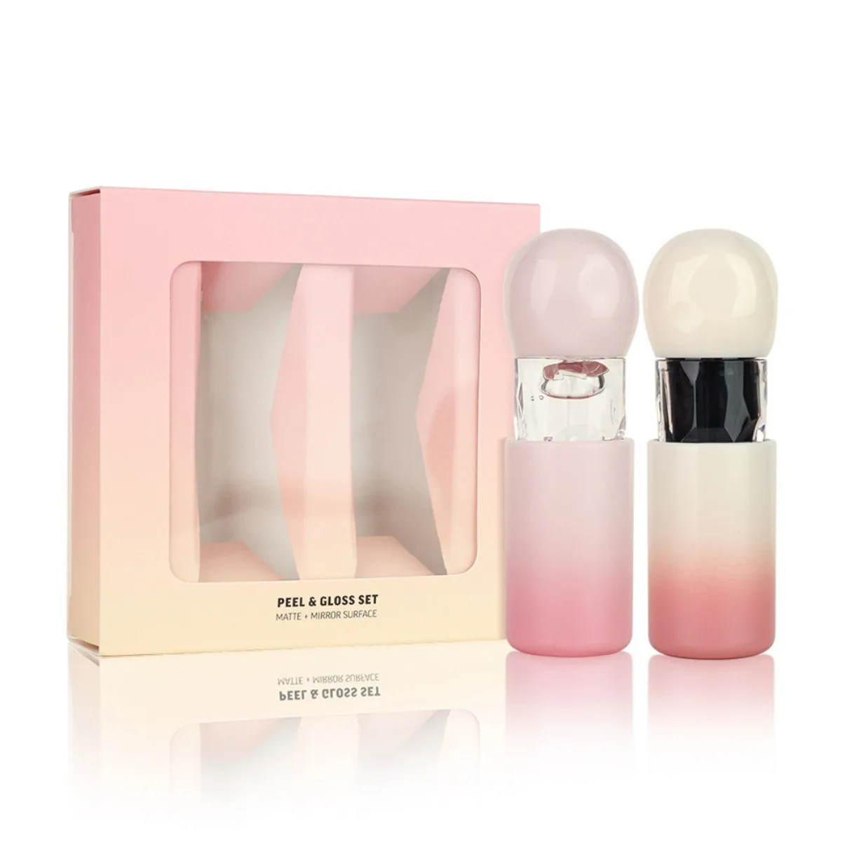 Vegan Wholesale Makeup 2 Pcs Matte Lip Gloss Sets Long-Lasting Non-Fading Waterproof Non-stick Cup lipgloss Mirror Finish lips