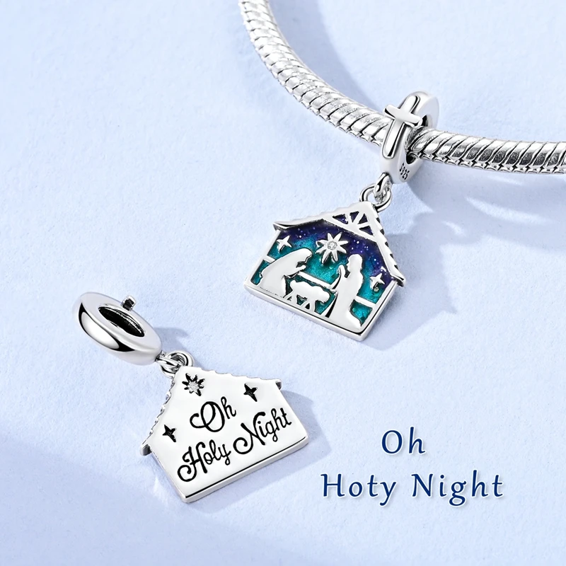 New 925 Sterling Silver Jesus Birth Charms Bead Fit Original Bracelet DIY Women Anniversary Jewelry image 3