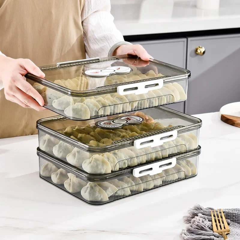 

Jiaozi storage box refrigerator food-grade frozen box transparent timing wonton finishing box dumplings quick-frozen box.