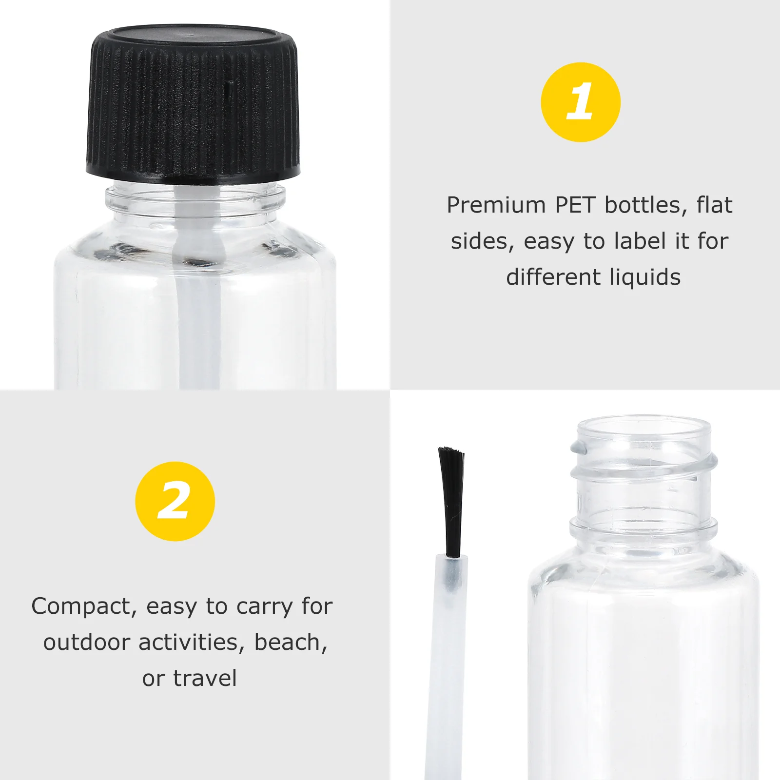 6 Pcs Empty Nail Polish Bottles Clear Glass Container for Repackaging Travel Size Portable Leak Proof Nail Supplies