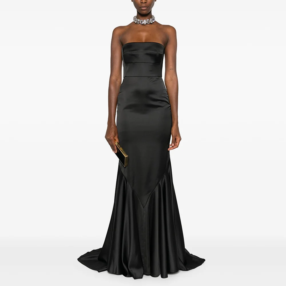 

Mermaid Evening Dress Strapless Sleeveless Satin Modern Evening Gowns Long 2025 Trumpet Backless Women's Formal Party Dresses
