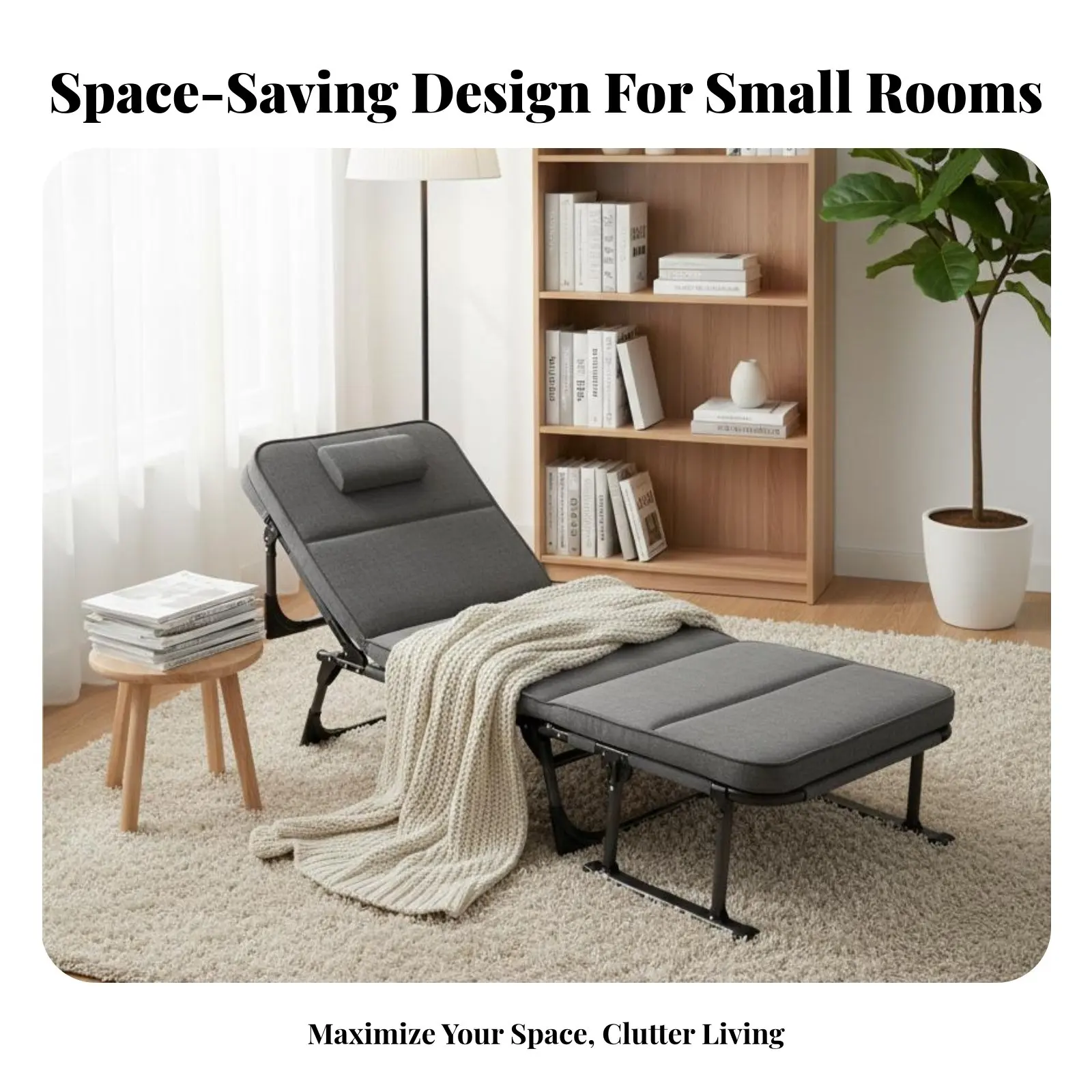 

Adjustable Reclining Lounger Easy Setup Foldable Lounge Cot sturdy Construction Includes Pillow & Mattress for Nappers, Bedroom