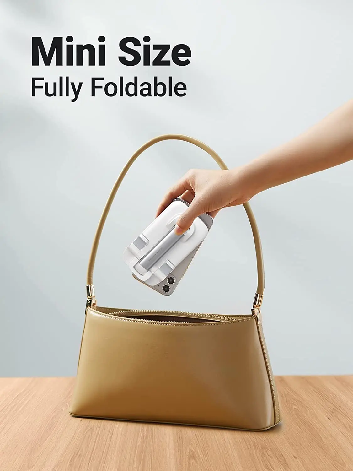 UGREEN Soporte para teléfono blanco Totalmente plegable y portátil Material ABS Mini soporte de escritorio Altura ajustable