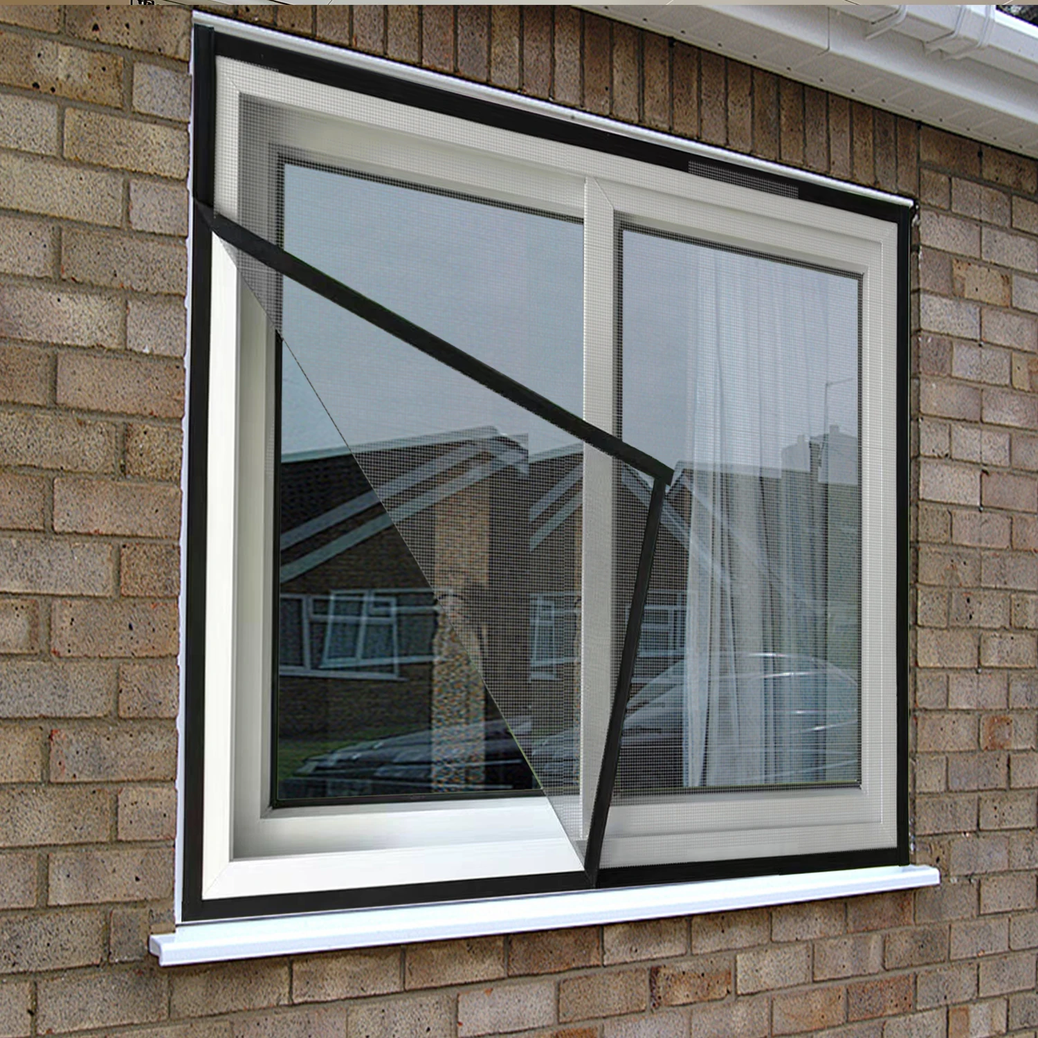 Black mosquito net, non perforated self-adhesive mosquito proof window screen, invisible ventilation and insect proof net