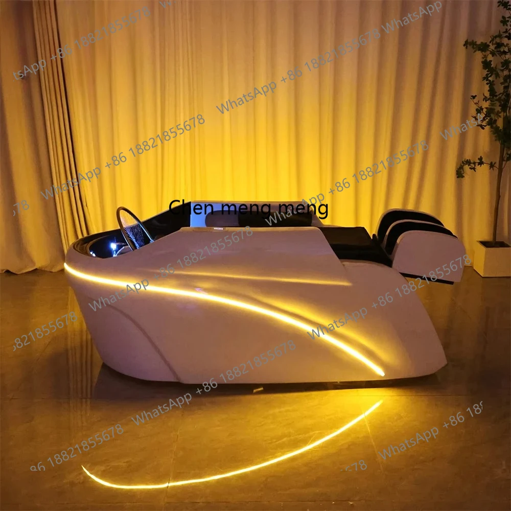 

Salon Head Spa Shampoo Massage Bed Synthetic Leather Head Therapy Bed Automatic Massage Shampoo Chair Hair Spa Equipment