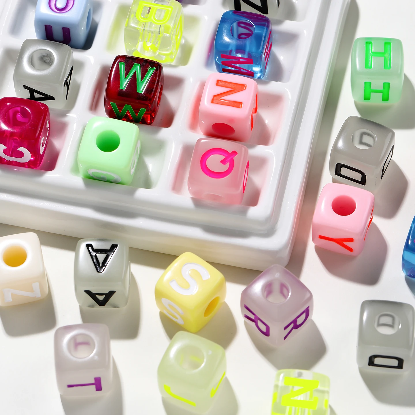 5pcs/Lots Acrylic Random Mixed Letter Beads Square Shaped Spacer Beads for Bracelet Earring DIY Jewelry Making Findings