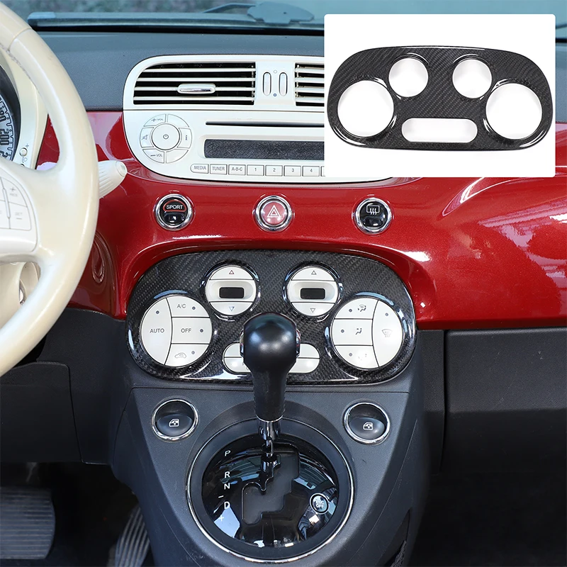 

1Pcs Real carbon fiber For Fiat 500 2007-2015 car air conditioning adjustment switch frame decorative sticker car accessories