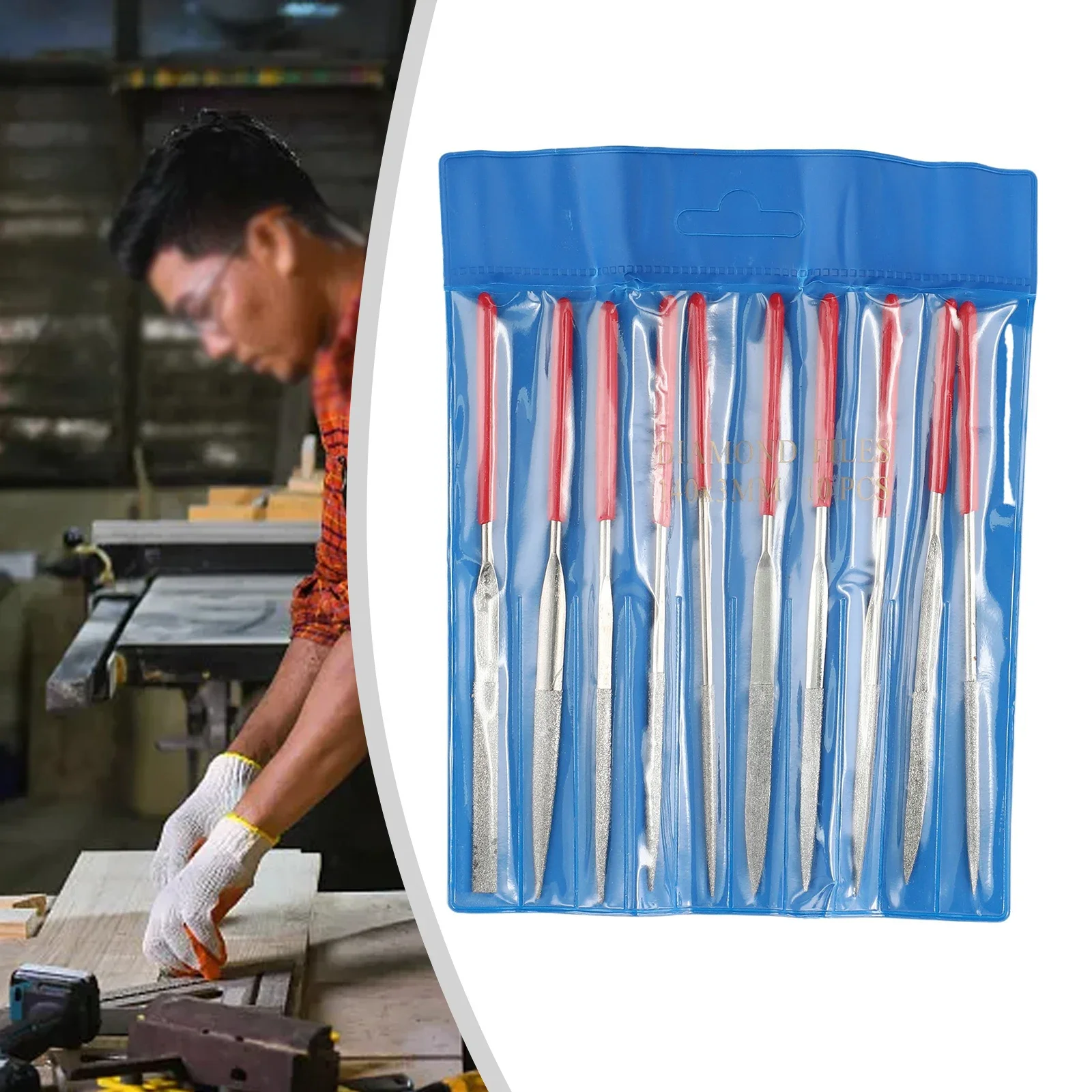 Diamond File Rasp Set 10Pcs Mini Electroplated Needle Rasps Metal Carving Craft Hand Tool 120 Mesh Particle Size