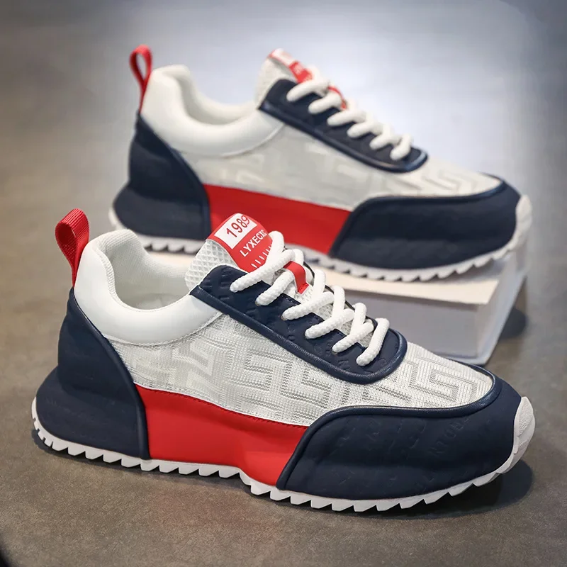 2025 Large size non-slip men's  single shoes breathable thick soled casual shoes  Korean version trendy student sports shoes