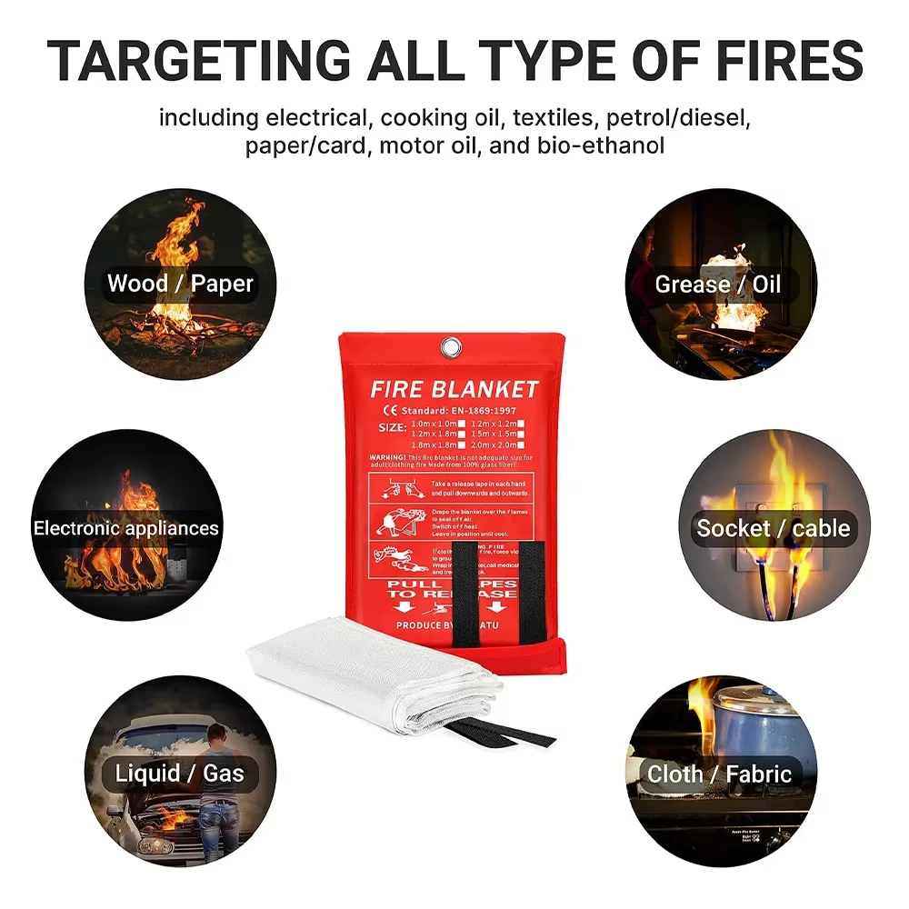 Emergency portable safety cover fire extinguisher Fire mat fire blanket Flame retardant fire blanket survival shelter