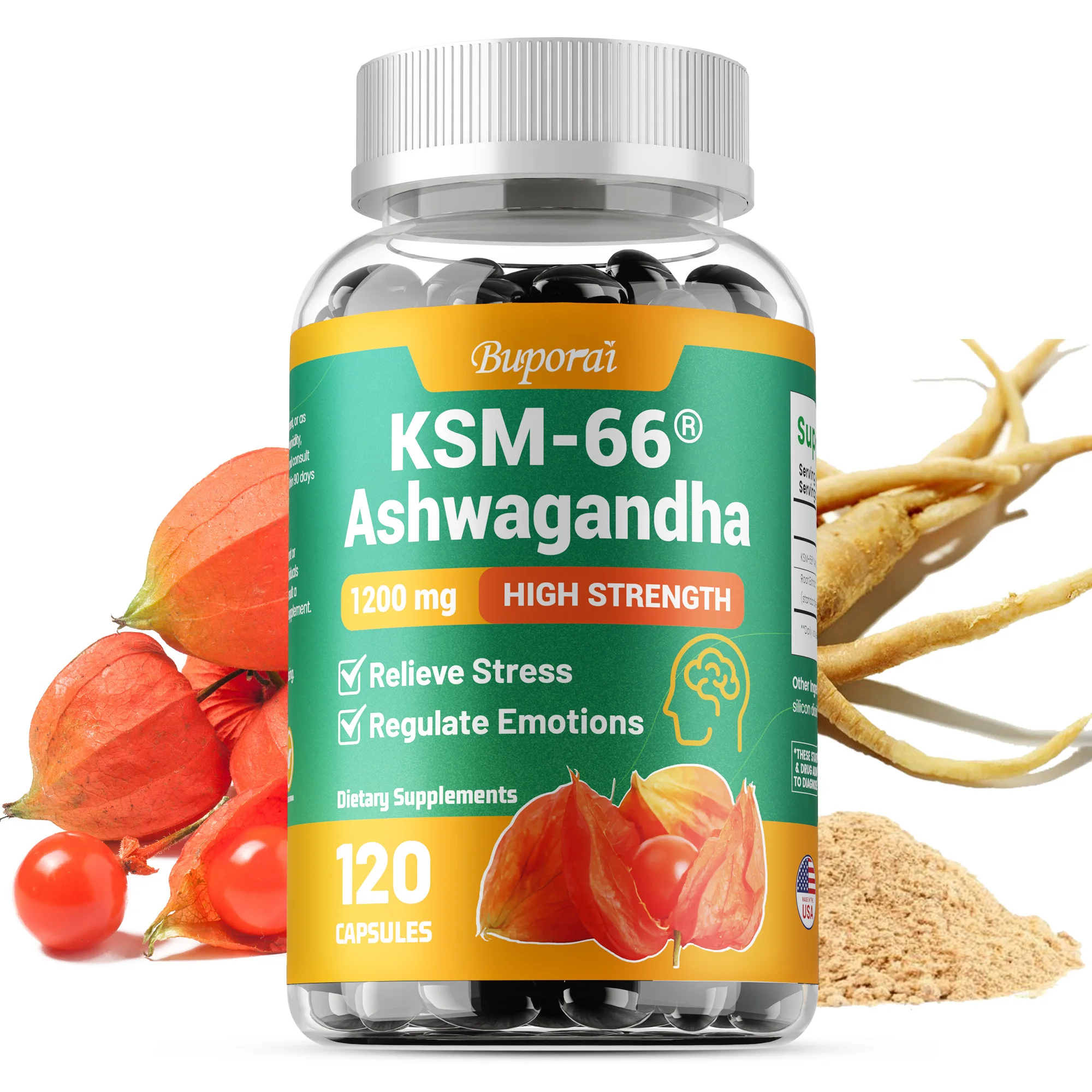 

KSM-66 Ashwagandha Capsules - For Deep Sleep, Helps Reduce Stress, Improve Brain Function, Boost Energy, Improve Immunity
