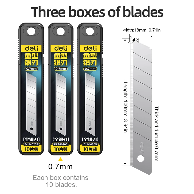0,7 mm extra dik mesje van zilverlegeringstaal, heavy-duty, afbreekbare vervangende messen voor het snijden van karton en leer