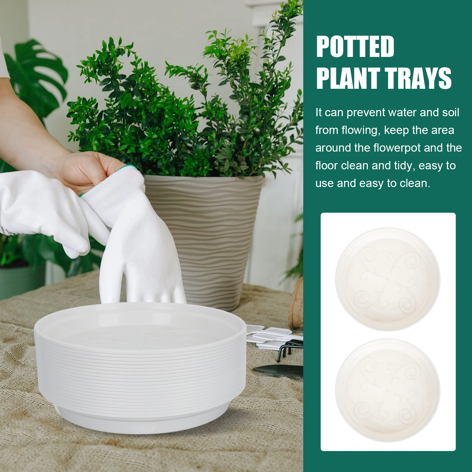

20 Pcs Thick Plastic Flowerpot Trays Durable Bases Water Plates Round Red Gardening Plant Pot Storage Display