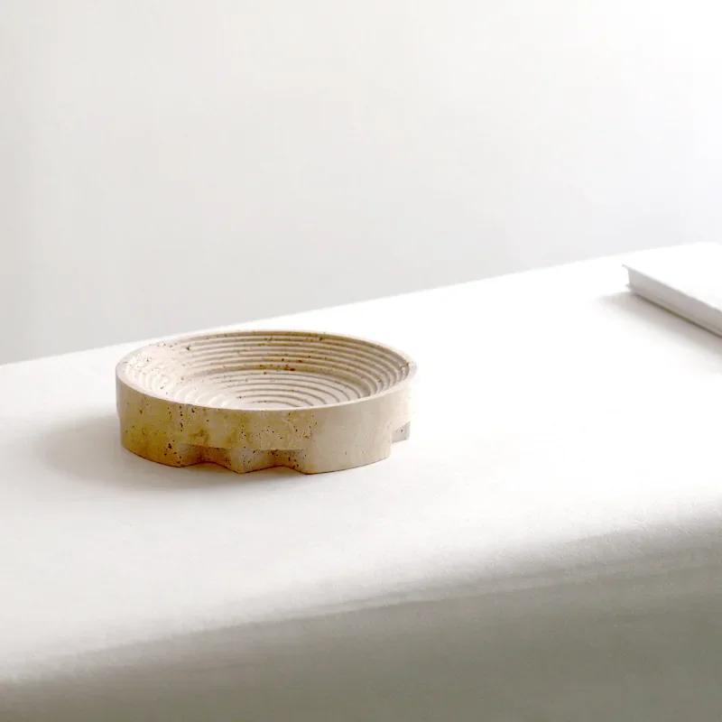 Simple and modern creative yellow cave stone carving tray fruit tray display tray