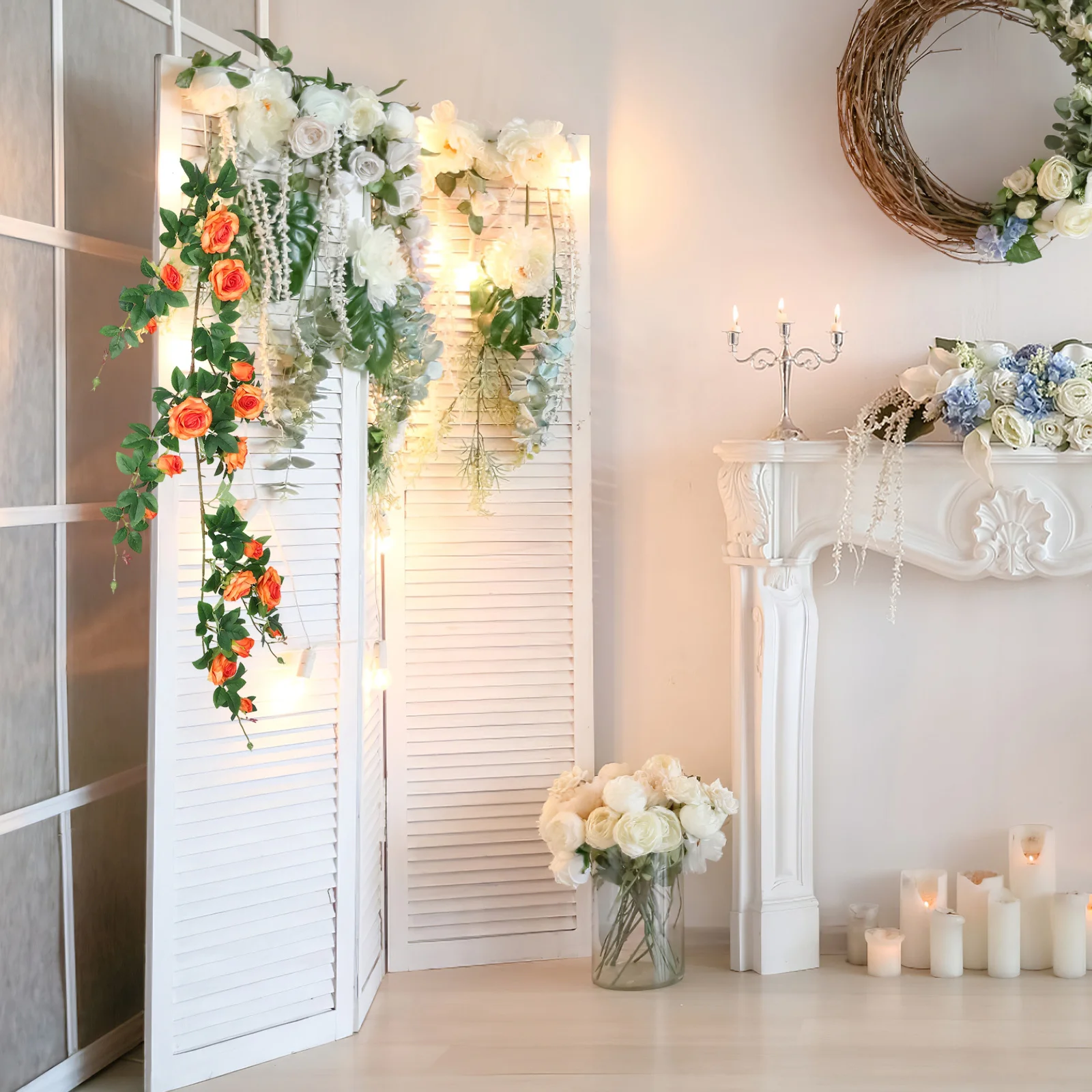 

Artificial Rose Vine Hanging Flower Garland for Wedding Arch Backdrop Balcony Party Room Decoration Rose Vine Artificial Flowers