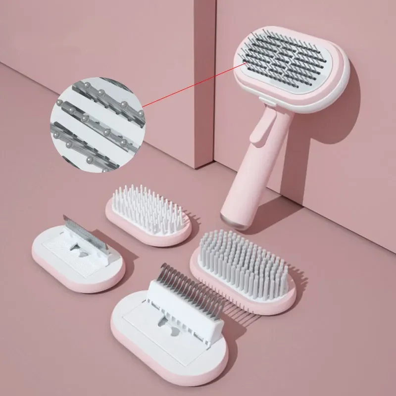 Cat Long Hair Shedding Deshedding Massage Brush with Sprayer Eco-Friendly Plastic Pet Grooming Removes Loose Fur