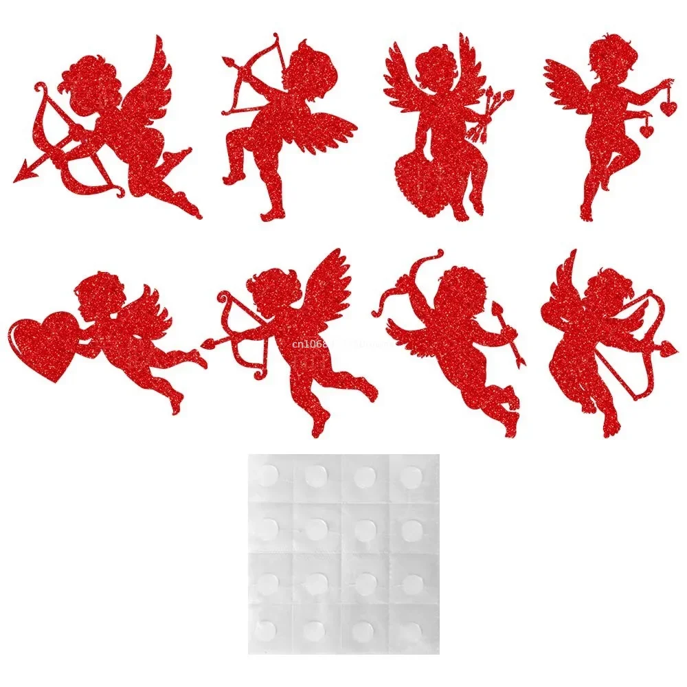 8 قطعة بريق عيد الحب اللباد بقع للعصا على الحرف DIY بها بنفسك الشعر القوس طفلة الاطفال اكسسوارات يزين الجدار الديكور