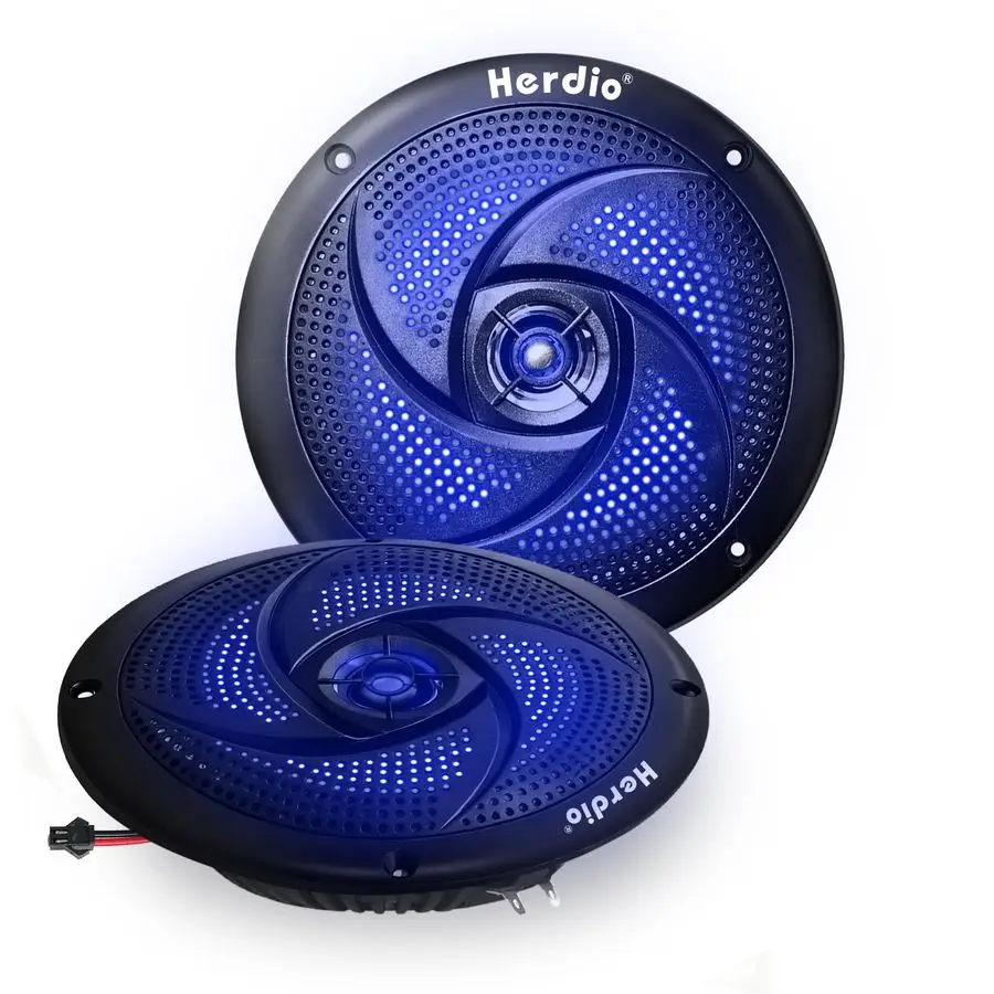 

6.5 Inch 240W Waterproof Marine Speakers 2 Way Weather Resistant with LED Lights, and Low Profile Slim Style Suitable for Boat,