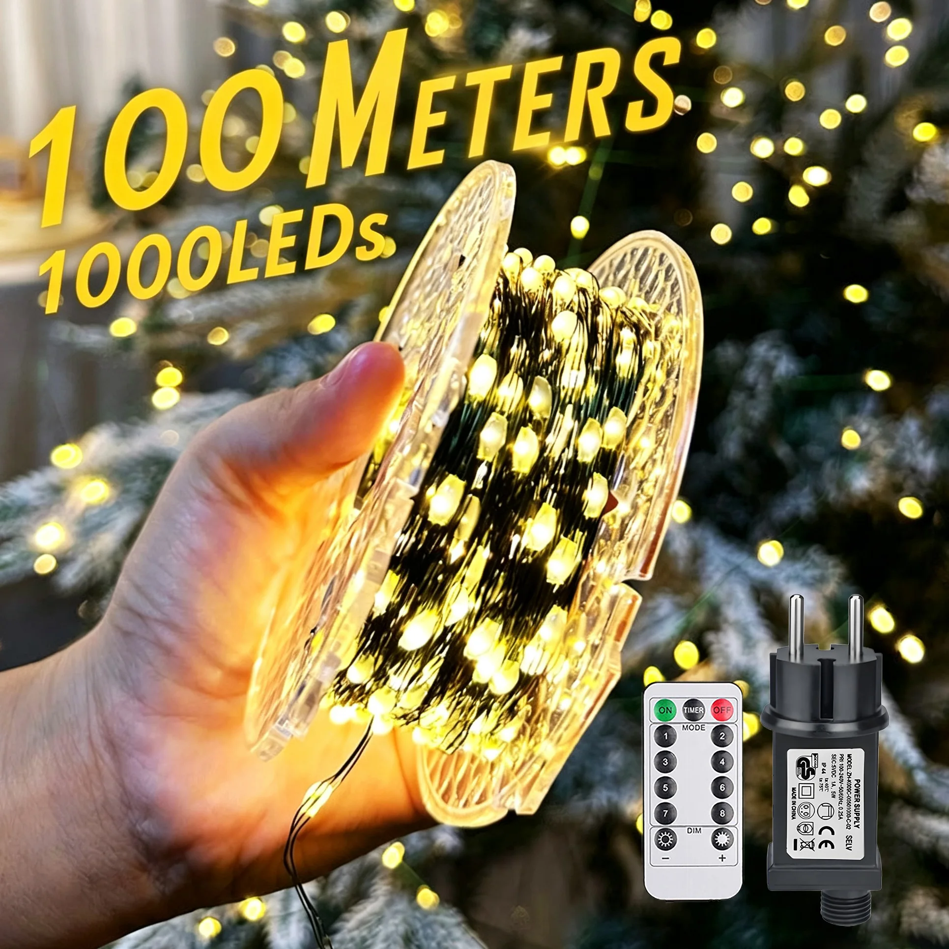 LED Copper Wire String Lights Outdoor Fairy Light EU/US Plug 8 Mode Lighting Camping Lamp for Wedding Party Christmas Tree Decor