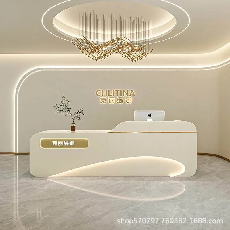 Light Luxury Simple Reception Desk for Beauty Salon Clothing Store Bar Training Institution Company Front Desk Barber Shop