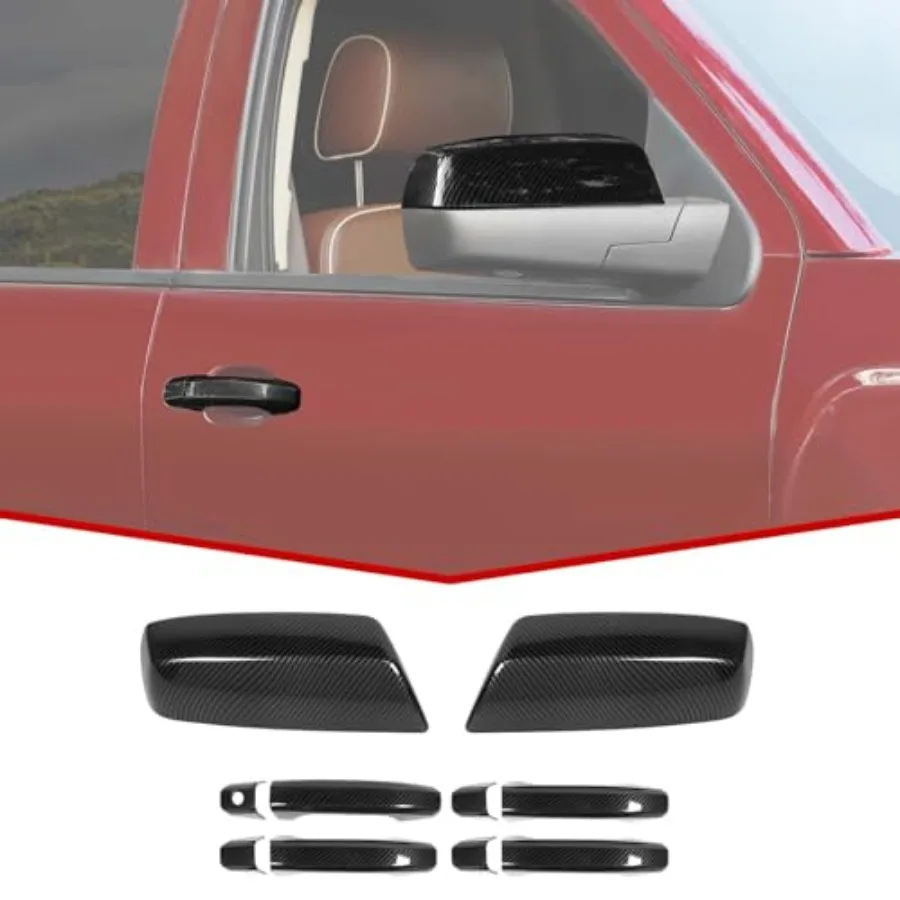 

Rearview Side Mirror Covers Door Handle Trim Covers Exterior Accessories Compatible with Chevy Silverado and GMC Sierra 2014-20