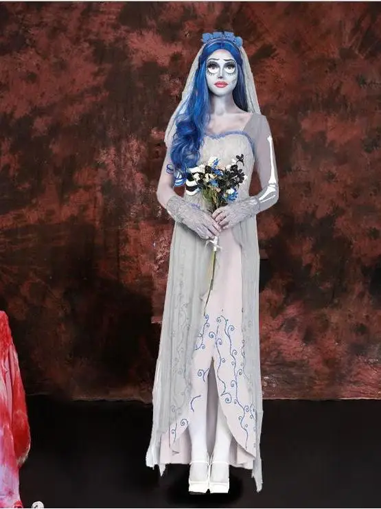 

Halloween White Ghost Long Dress Performance Costume Ethnic Stage Wear Women's Fashion Spring Collection China Made