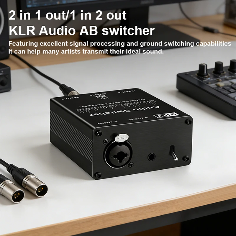 Audio Signal Switching Selector HIFI XLR 3.5mm 2 in 1 Out and 1 in 2 Out for Mixer Decoder Amp Active Speakers