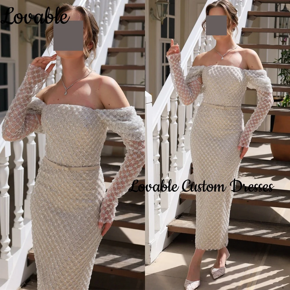 

Элегантные вечерние платья для женщин по индивидуальному заказу, платья для выпускного вечера с открытыми плечами и рюшами, с длинными рукавами, на молнии, формальные