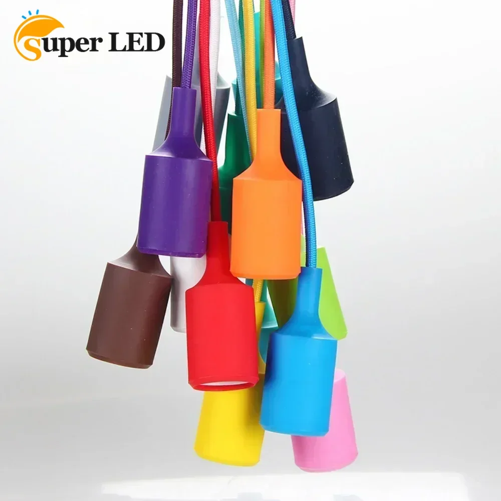 Multi Beautiful Color Rubber Decorative Lamp Holder Pendant Light Cord E26/E27 Hanging Lighting Fixtures Room Decor